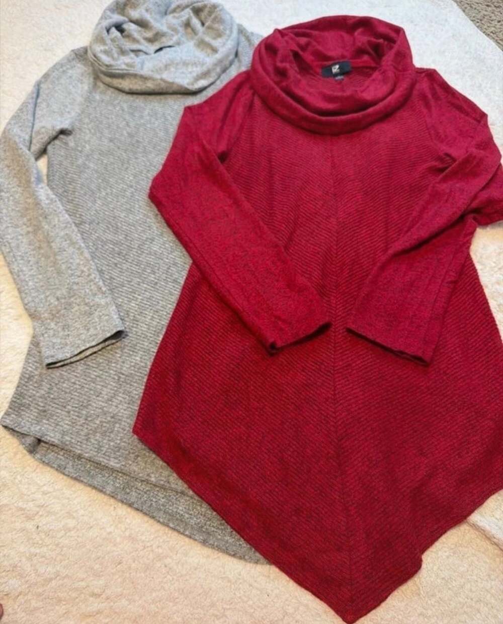 IZ Byer Women's Cowl Neck Long Sleeve Sweaters Lot of 2 Size S Red & Gray